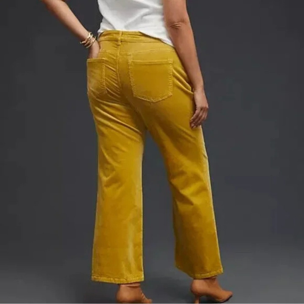 Anthropologie Pilcro The Yaya Midrise Cotton Blend Corduroy Gold Crop Pants 18W - Picture 2 of 12